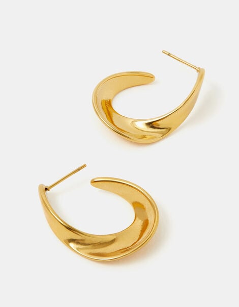 Stainless Steel Oval Twist Hoop Earrings, , large