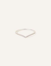Sterling Silver Wishbone Pave Ring, White (ST CRYSTAL), large