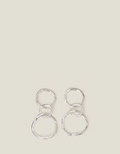 Sterling Silver-Plated Circle Drop Earrings, , large