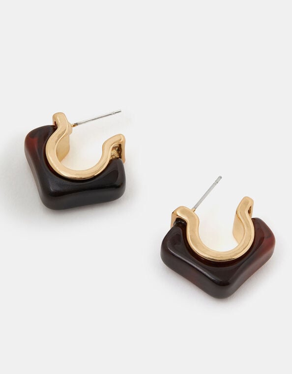 Chunky Square Resin Hoop Earrings, , large