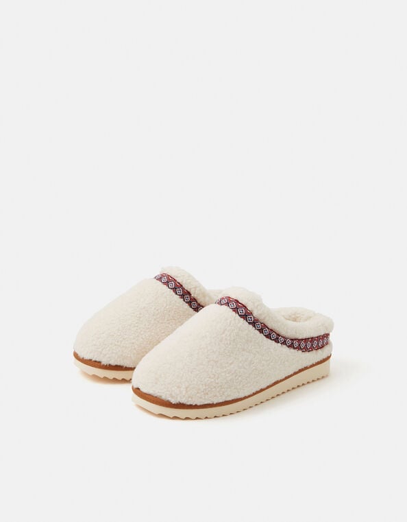 Borg Mule Slippers, Cream (CREAM), large