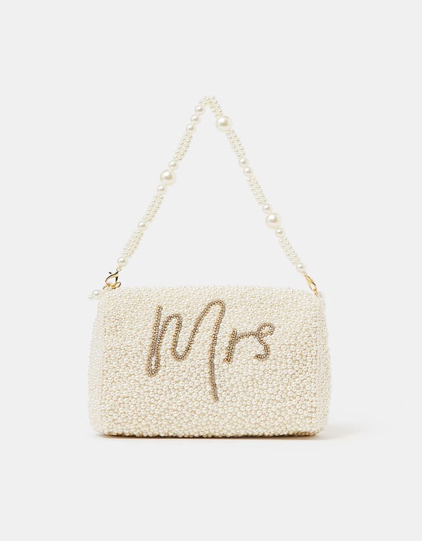 Mrs Beaded Pearl Handheld Bag, , large