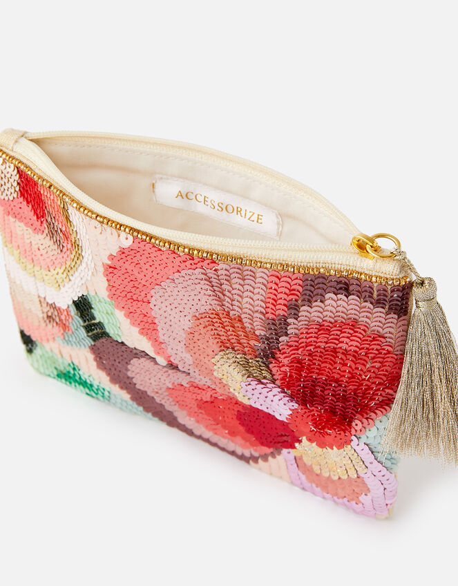 Tamsin Floral Sequin Pouch Bag, , large