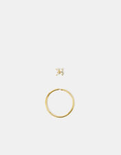 2-Pack 14ct Gold-Coated Surgical Steel Nose Rings, , large