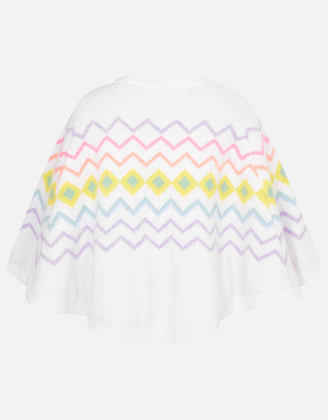 Girls Geometric Fair Isle Poncho, Multi (PASTEL-MULTI), large