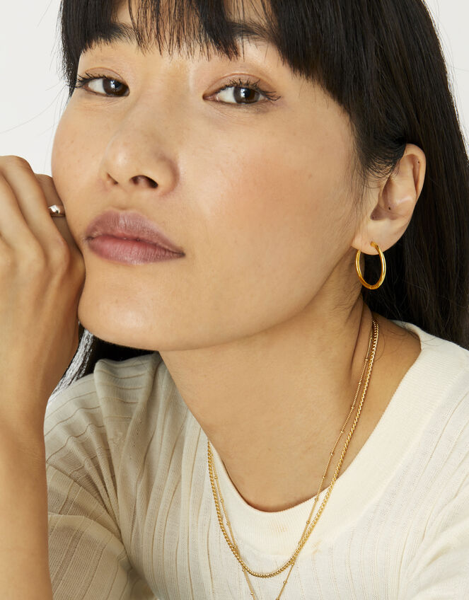 Gold Vermeil Medium Hoops , , large