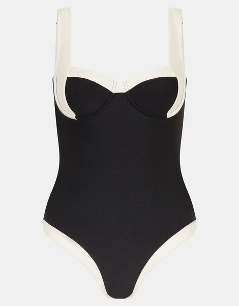 Mono Underwire Shaping Swimsuit, Black (BLACK WHITE), large