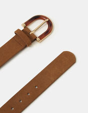 Resin Buckle Suede Belt, Tan (TAN), large