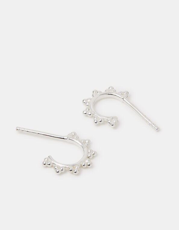 Sterling Silver Filigree Hoop Earrings, , large