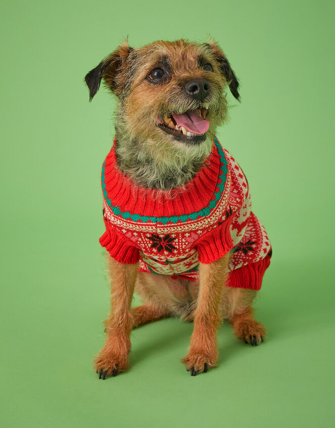  Christmas Fairisle Dog Jumper , Pink (PINK), large