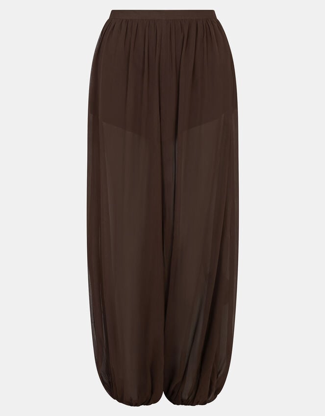 Chiffon Balloon Trousers, Brown (BROWN), large