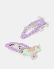 2-Pack Girls Holographic Unicorn Hair Clips, , large