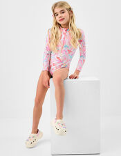 Girls Sealife Long Sleeve Swimsuit , Multi (PASTEL MULTI), large