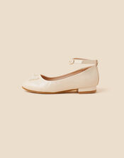 Kids Pearl Bow Mini Heeled Shoes, Gold (GOLD), large