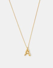 14ct Gold-Plated Molten Initial Pendant Necklace, Gold (GOLD), large