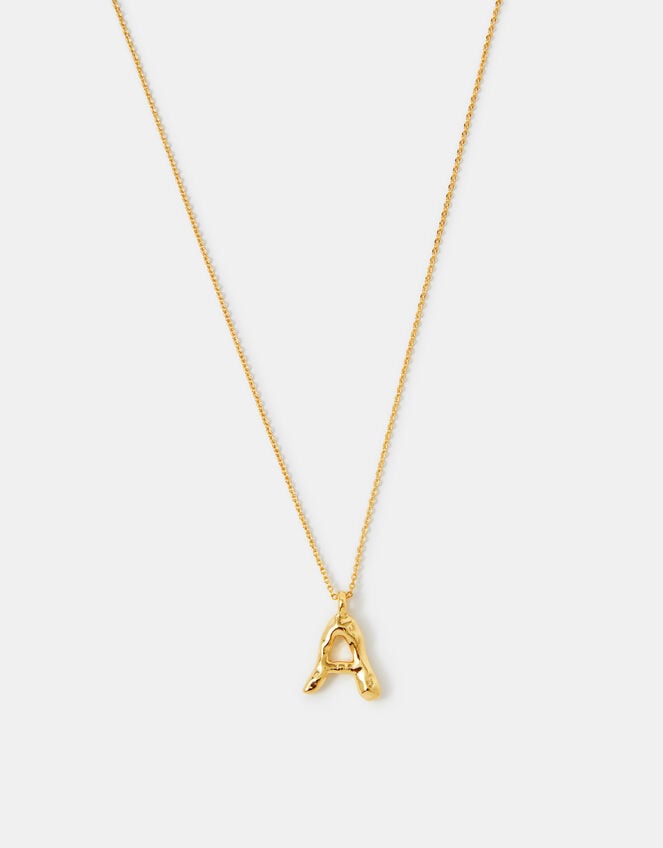 14ct Gold-Plated Molten Initial Pendant Necklace, Gold (GOLD), large