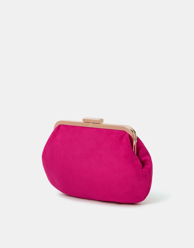 Pleated Suedette Clutch Bag, Pink (FUCHSIA), large