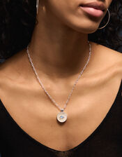 Sterling Silver-Plated Evil Eye Pendant Necklace, , large