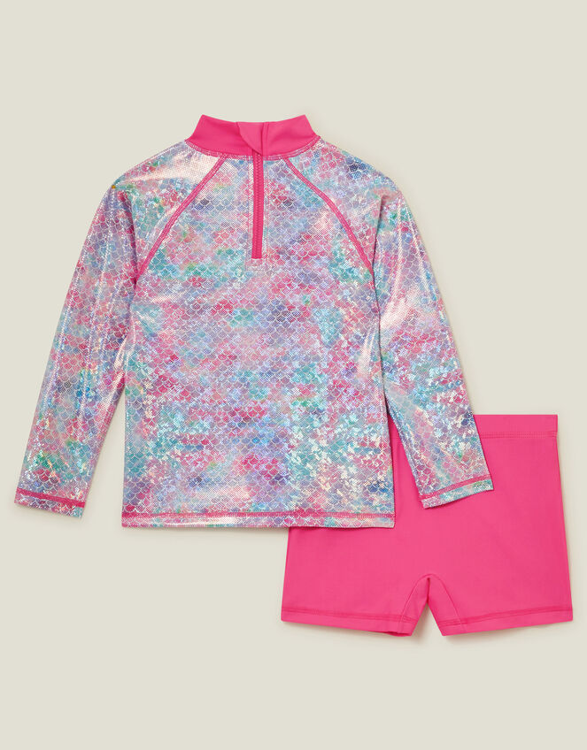 Girls Mermaid Rash Vest Swim Set, Multi (PASTEL MULTI), large