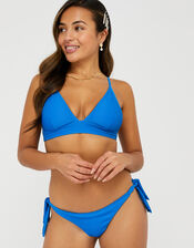 Ribbed Tie-Side Brazilian Bikini Briefs, Blue (BLUE), large