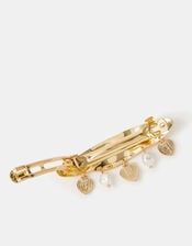 Heart & Pearl Charm Barrette Hair Clip, , large