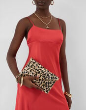 Leopard Print Sequin Clutch Bag, , large