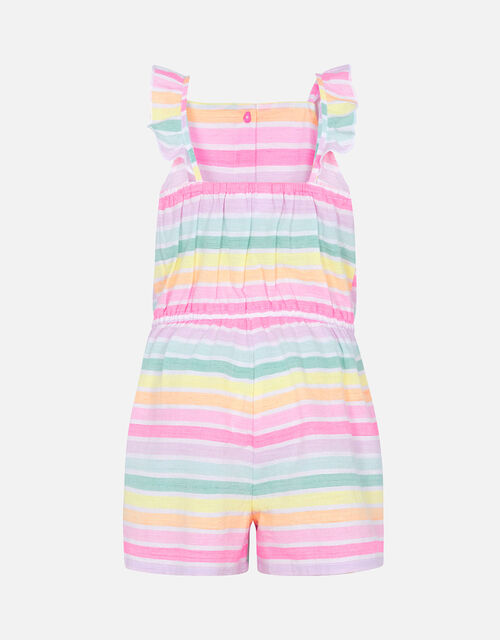 Girls Rainbow Stripe Playsuit , Multi (BRIGHTS-MULTI), large