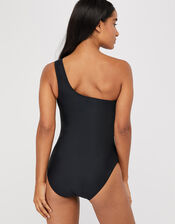 One-Shoulder Swimsuit, Black (BLACK), large
