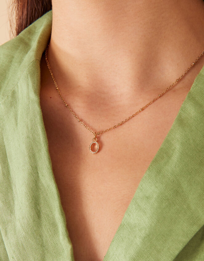 Initial Sparkle Pendant Necklace, White (CRYSTAL), large