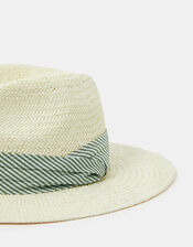 Stripe Band Fedora Hat, , large
