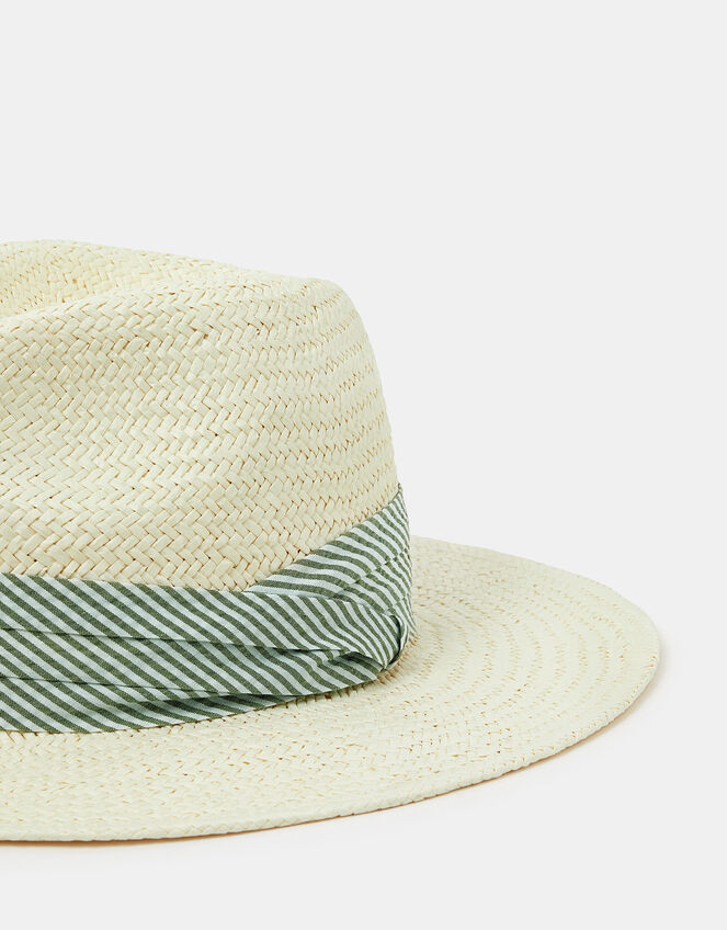 Stripe Band Fedora Hat, , large