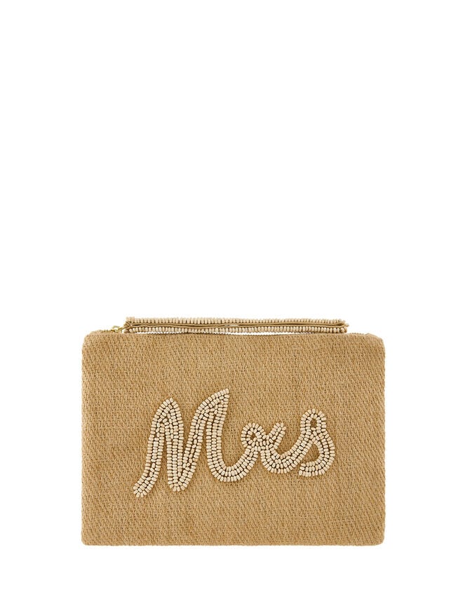 Bride Bead Embellished Straw Clutch Bag, , large