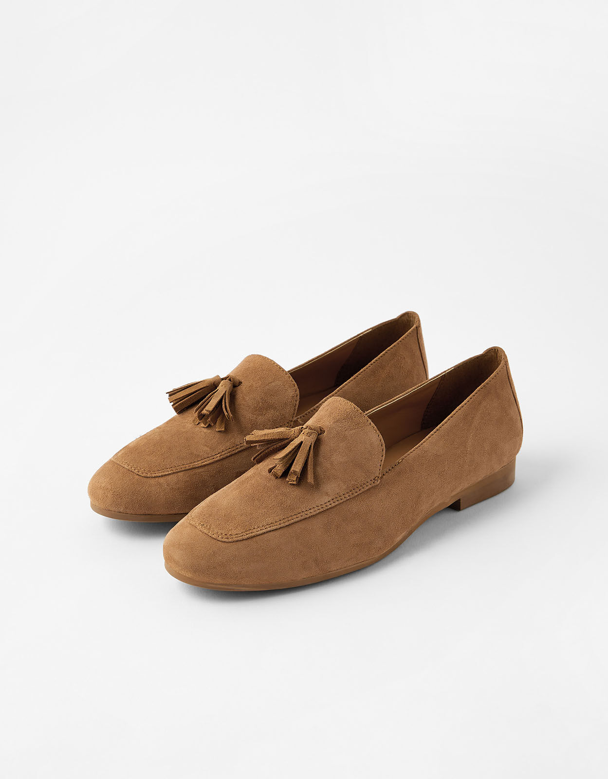Tan suede top loafers womens