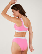 Textured One Shoulder Bikini Top, Pink (PINK), large
