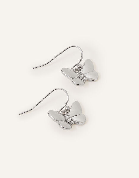Butterfly Pave Short Drop Earrings, , large
