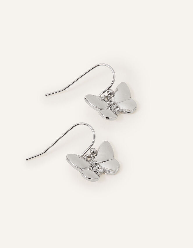 Butterfly Pave Short Drop Earrings, , large