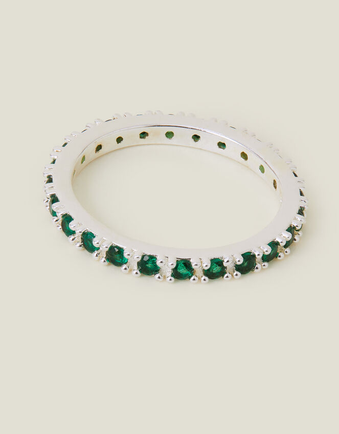 Sterling Silver Stone Ring, Green (GREEN), large