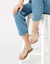 Pearly Floral Strap Sandals, Cream (PEARL), large