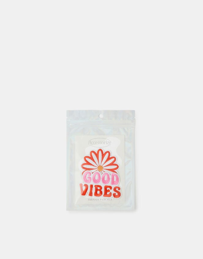 2-Pack Good Vibes Embroidered Iron-On Patches, , large