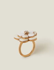 Mother Of Pearl Flower Ring, Cream (PEARL), large