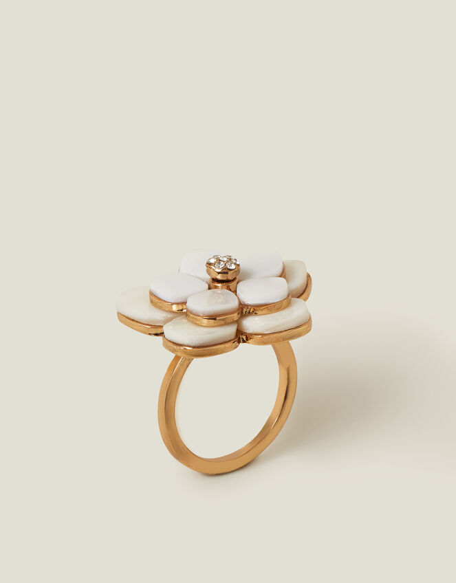Mother Of Pearl Flower Ring, Cream (PEARL), large