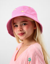 Girls Fruit Embroidered Bucket Hat, Pink (PINK), large