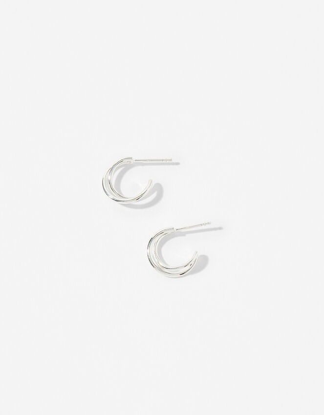Sterling Silver Cross-Over Hoops, , large