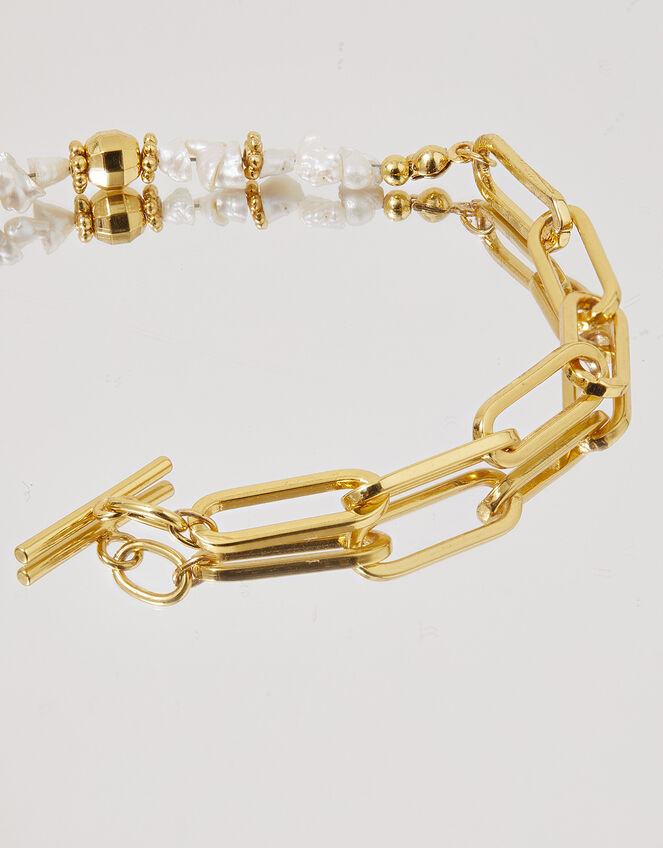14ct Gold-Plated Keshi Pearl Bracelet, , large