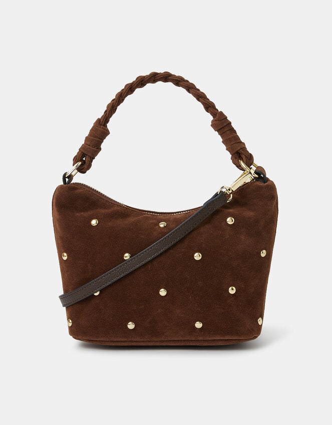 Suedette Stud Handbag, , large