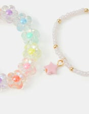 2-Pack Girls Flower Beaded Bracelets, , large