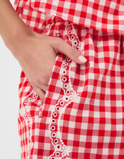 Cutwork Gingham Shorts, Red (RED), large