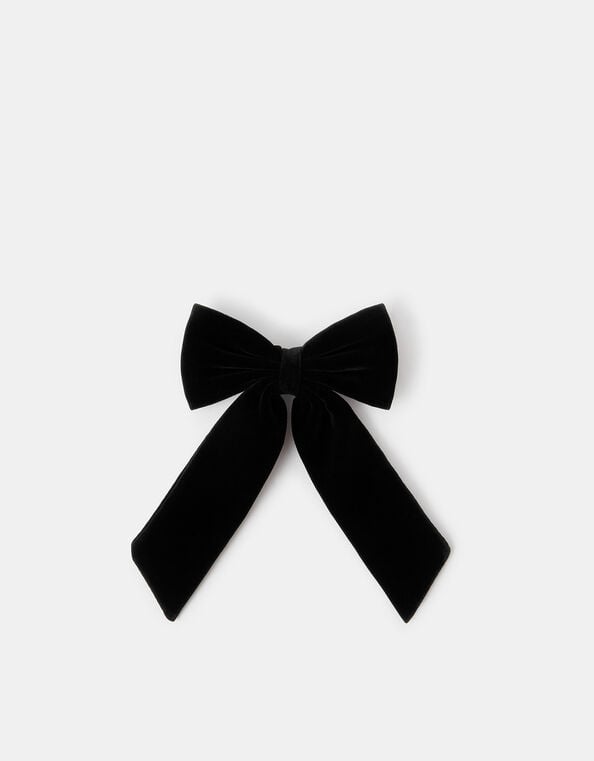Velvet Bow Barrette Hair Clip, , large