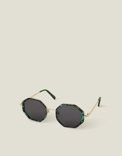 Tortoiseshell Hexagon Sunglasses, , large