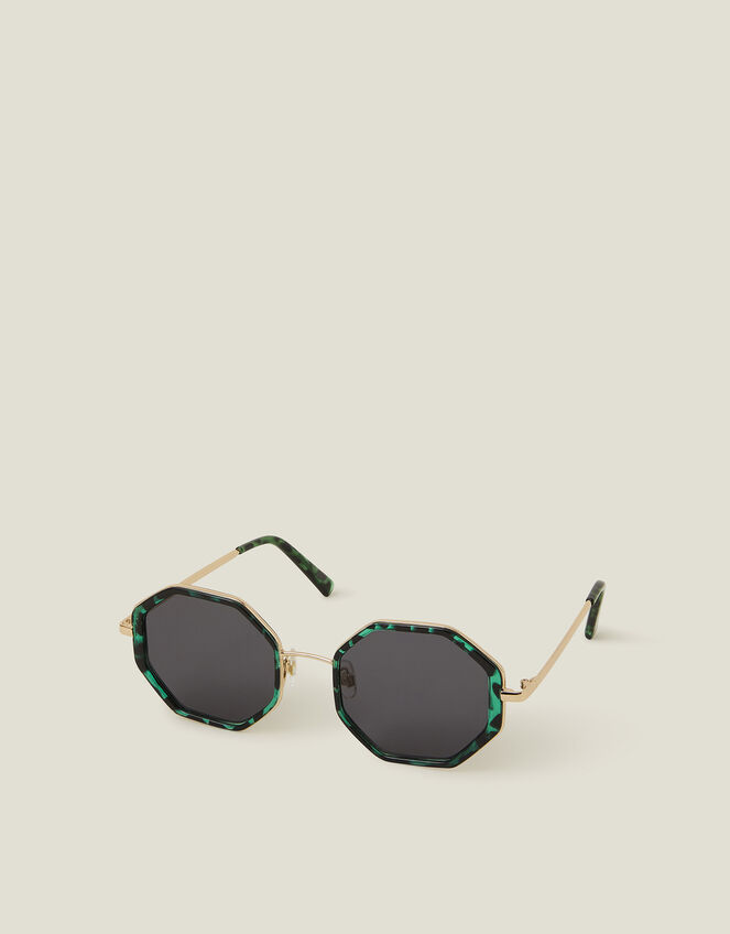Tortoiseshell Hexagon Sunglasses, , large